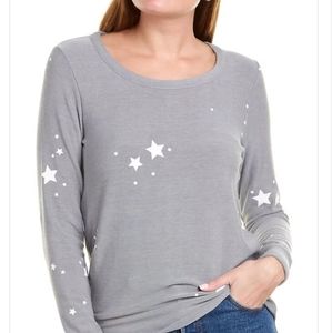 Chaser Star Print Pullover Sweatshirt‎ S Cozy Loungewear Celestial Soft Girl Y2K